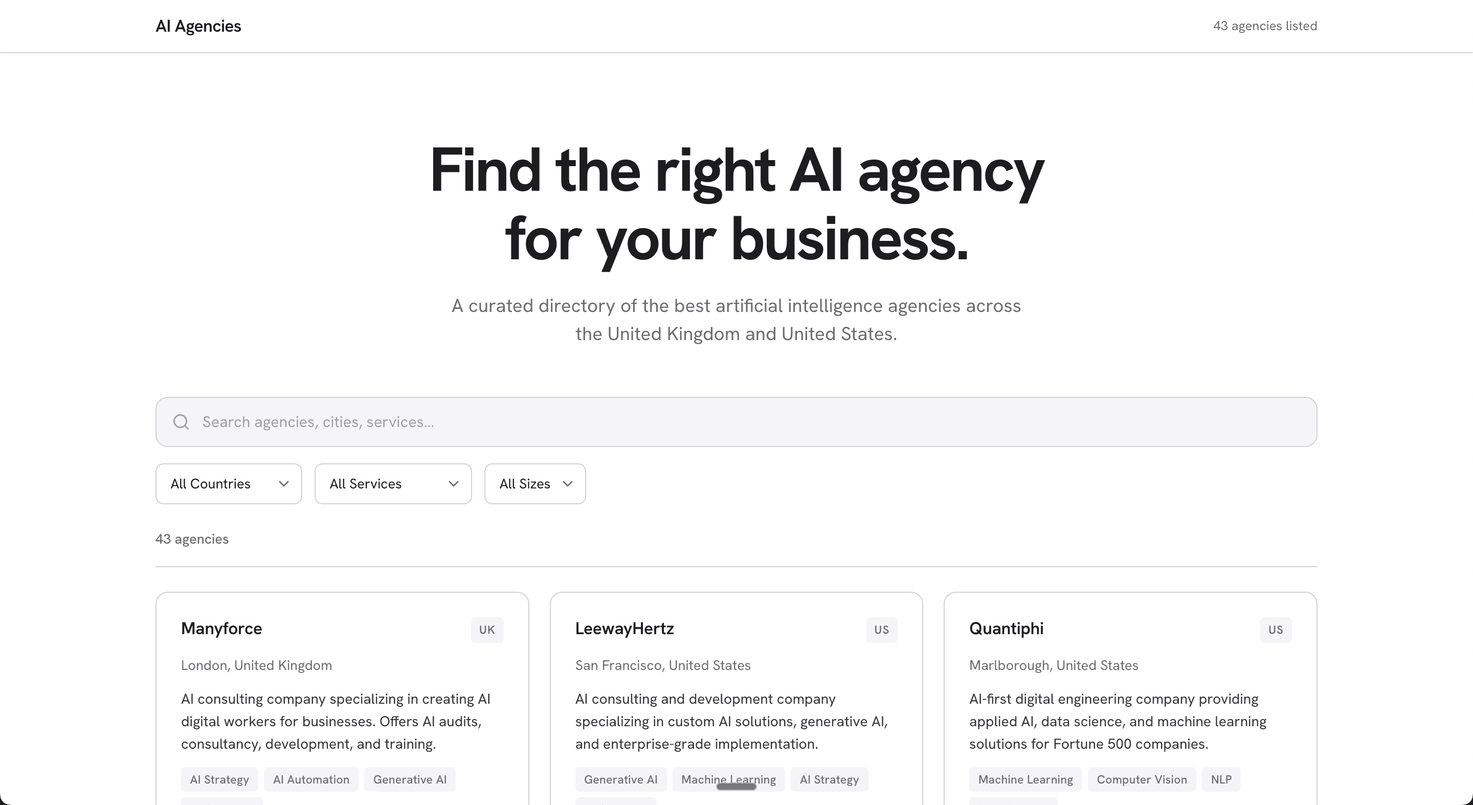 AI Agencies Directory screenshot