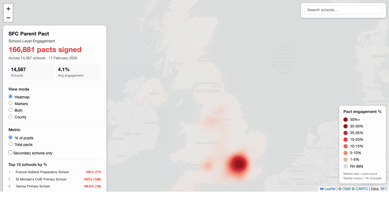 SFC Schools Heatmap screenshot